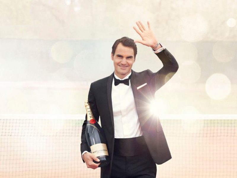 Roger Federer en visite à Épernay pour Moët & Chandon